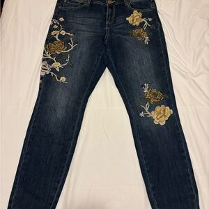 Embroidered Floral Blue Jeans